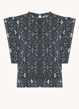 By-bar Dames Xena tuniek met print en borduring in de kleur Blauwgrijs, maat: XL