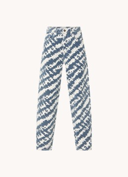 By-bar Dames Lew high waist loose fit jeans met print in de kleur Indigo, maat: XL