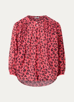 By-bar Dames Becky blouse met panterprint in de kleur Rood, maat: XS