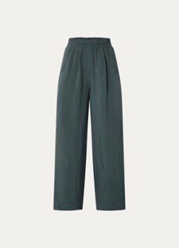 By-bar Dames Benji high waist loose fit pantalon van satijn met steekzakken in de kleur Donkergroen, maat: XS