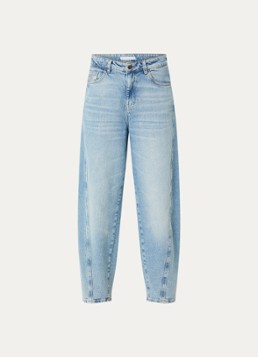By-bar Dames Begum high waist straight leg jeans met lichte wassing in de kleur Indigo, maat: XL