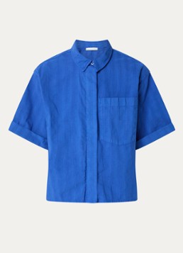 By-bar Dames Novi blouse met borstzak in de kleur Kobaltblauw, maat: M