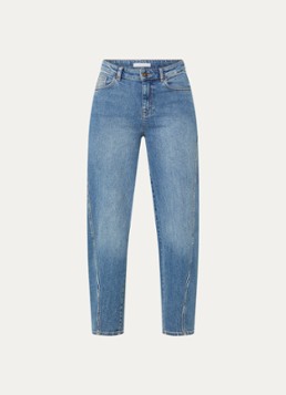 By-bar Dames Begum high waist tapered jeans met medium wassing in de kleur Indigo, maat: L
