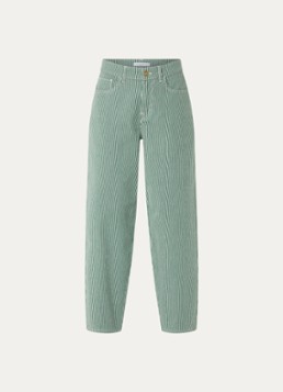 By-bar Dames Lew high waist straight fit broek met streepprint in de kleur Donkergroen, maat: XS