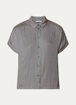 By-bar Dames Barley blouse met streepprint in de kleur Antraciet, maat: L