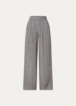 By-bar Dames Benji high waist loose fit pantalon met streepprint in de kleur Antraciet, maat: XL