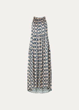 By-bar Dames Peggy maxi jurk met print en steekzakken in de kleur Creme, maat: S
