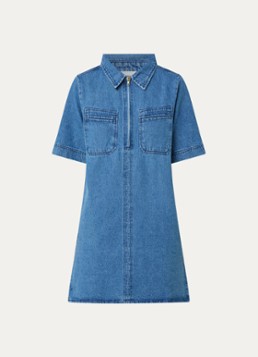 By-bar Dames Philipe denim jurk paspelzakken in de kleur Indigo, maat: XS