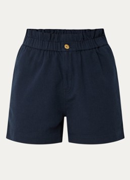 By-bar Dames Leon high waist straight fit korte broek met steekzakken in de kleur Donkerblauw, maat: L
