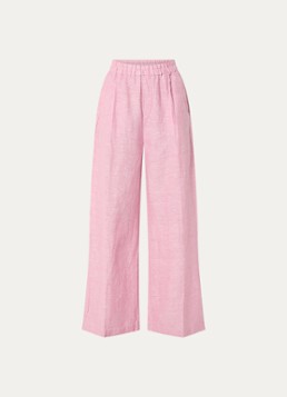 By-bar Dames Benji high waist wide fit broek in linnenblend met steekzakken in de kleur Roze, maat: S