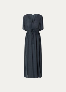 By-bar Dames Maxi tuniekjurk met V-hals in de kleur Middengrijs, maat: ONE SIZE