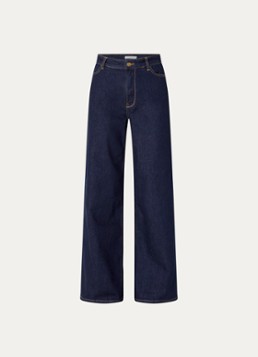 By-bar Dames High waist flared jeans met donkere wassing in de kleur Indigo, maat: XL