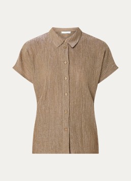 By-bar Dames Barley semi-transparante blouse met ribstructuur en lurex in de kleur Goud, maat: XL