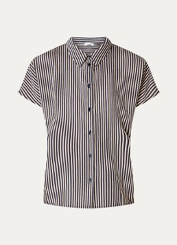By-bar Dames Barley blouse van satijn met streepprint in de kleur Zand, maat: M
