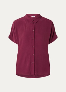 By-bar Dames Barley blouse van crêpe in de kleur Bordeauxrood, maat: XL