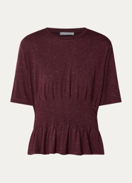 By-bar Dames Diva T-shirt met plooidetail en lurex in de kleur Bordeauxrood, maat: XL