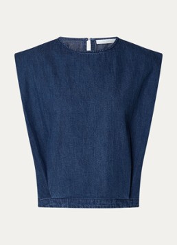 By-bar Dames Ginza top van denim in de kleur Indigo, maat: S