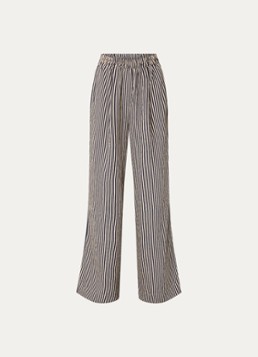 By-bar Dames Celin high waist wide fit palazzo broek met streepprint in de kleur Donkerblauw, maat: M