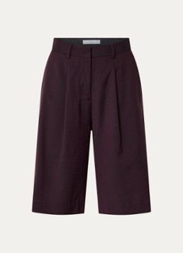 By-bar Dames Finn high waist straight fit korte pantalon met plooidetail in de kleur Bordeauxrood, maat: M