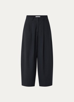 By-bar Dames Frida high waist wide fit pantalon met krijtstreep in de kleur Donkerblauw, maat: S