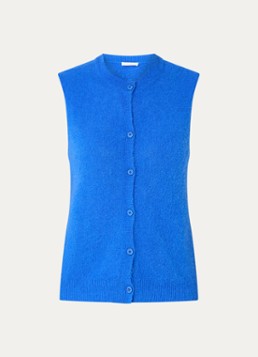 By-bar Dames Meya mouwloze top in alpaca wolblend in de kleur Blauw, maat: L