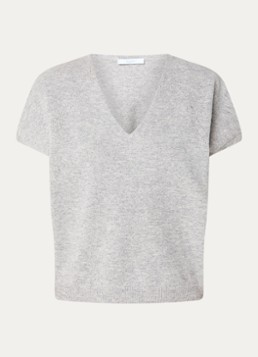 By-bar Dames Sil fijngebreide spencer van merino wol in de kleur Grijsmele, maat: L