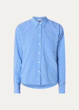 By-bar Dames Lise blouse met streepprint in de kleur Blauw, maat: L
