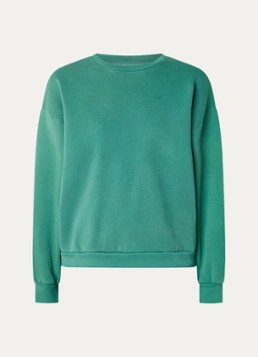 By-bar Dames Lill sweater met logo en ronde hals in de kleur Turquoise, maat: L