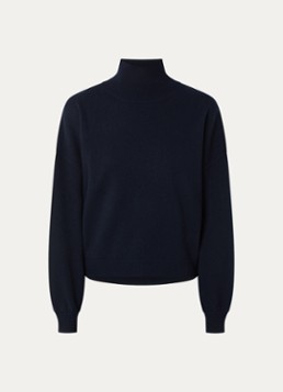 By-bar Dames Sammie fijngebreide trui van merino wol met col in de kleur Blauw, maat: M