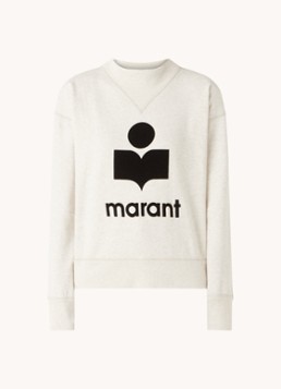 Isabel Marant Dames Moby sweater met flock logoprint en opstaande kraag in de kleur Gebroken wit, maat: 34