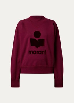 Isabel Marant Dames Moby sweater met flock logoprint en opstaande kraag in de kleur Bordeauxrood, maat: 42