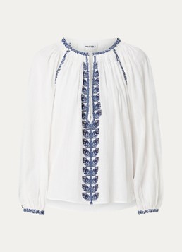 Isabel Marant Dames Lena tuniek met V-hals en borduring in de kleur Gebroken wit, maat: 42