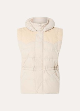 Isabel Marant Dames Olfa bodywarmer met opbergbare capuchon en steekzakken in de kleur Creme, maat: 36