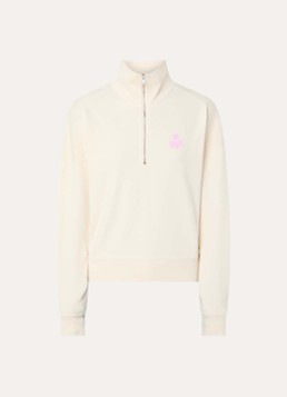 Isabel Marant Dames Sweater met halve rits en logo in de kleur Gebroken wit, maat: 36