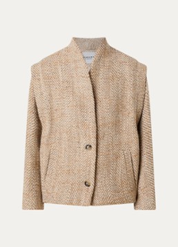 Isabel Marant Dames Drogo jack in wolblend met steekzakken en gemêleerd dessin in de kleur Beige, maat: 38