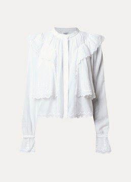 Isabel Marant Dames Kelmon blouse met volant en borduring in de kleur Wit, maat: 36