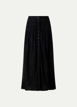 Isabel Marant Dames Loraine maxi rok met borduring en volant in de kleur Zwart, maat: 40
