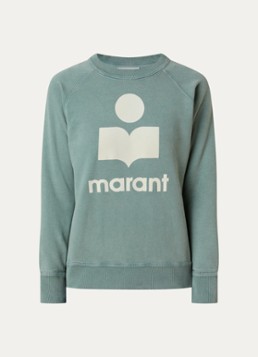 Isabel Marant Dames Millyny sweater met flock logoprint in de kleur Groen, maat: 38