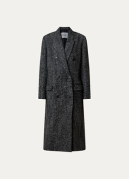 Isabel Marant Dames Pilda double-breasted mantel in wolblend met klepzakken in de kleur Antraciet, maat: 38
