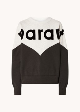 Isabel Marant Dames Oversized sweater met flock logoprint in de kleur Grijsmele, maat: 36