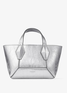 Jimmy Choo Dames Diamond Tote/XS handtas van kalfsleer met metallic finish in de kleur Zilver