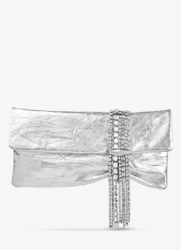 Jimmy Choo Dames Zandra clutch van kalfsleer met metallic finish in de kleur Zilver
