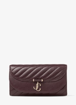 Jimmy Choo Dames Curve clutch van lamsleer met afneembare schouderriem in de kleur Deep Merlot