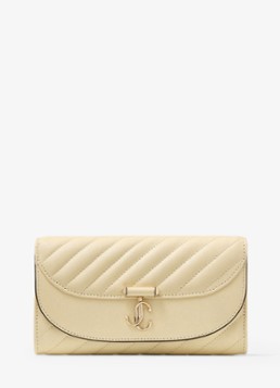 Jimmy Choo Dames Curve clutch van lamsleer met afneembare schouderriem in de kleur Creme