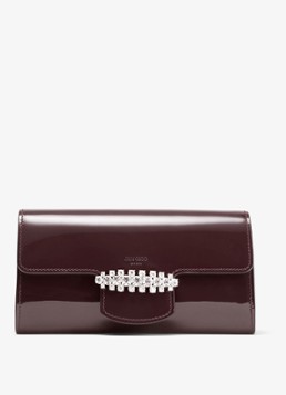 Jimmy Choo Dames Bing clutch van lakleer met afneembare schouderriem in de kleur Deep Merlot