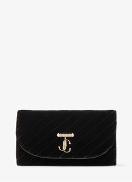 Jimmy Choo Dames Curve clutch van fluweel met afneembare schouderriem in de kleur Zwart