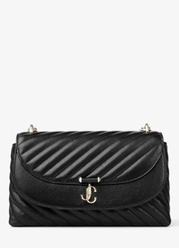 Jimmy Choo Dames Curve M crossbodytas van lamsleer in de kleur Zwart