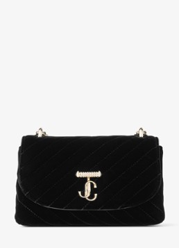 Jimmy Choo Dames Curve S crossbodytas van fluweel in de kleur Zwart