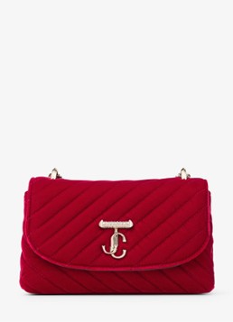 Jimmy Choo Dames Curve Xbody/S crossbodytas van fluweel in de kleur Rood