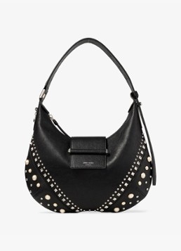 Jimmy Choo Dames Bar Hobo/S schoudertas van schapenleer met studs in de kleur Zwart